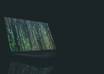 black and gray laptop computer turned on