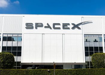 a building with a sign that says spacex on it