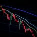 stock market candlestick chart on dark screen