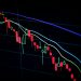 stock market candlestick chart on dark screen